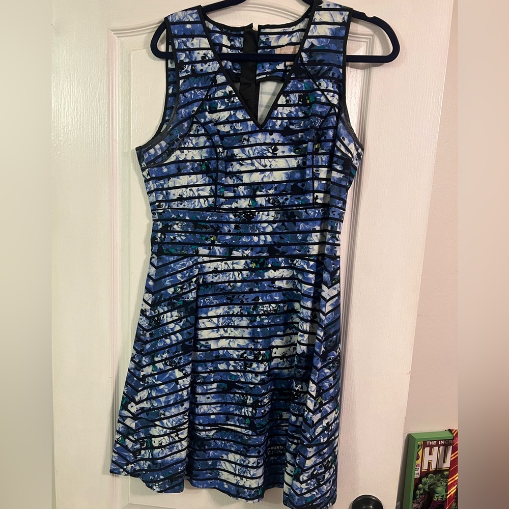 Banana Republic Blue and White Sleeveless A-Line Dress
